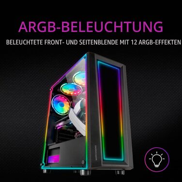 Корпус для ПК Mars Gaming MC300P MicroATX, загартоване скло, Mesh-панель, 3x FRGB вентилятори, чорний