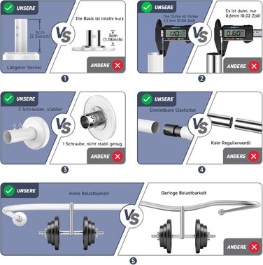 Штанга для душу U/L форми, 75x(150-190)x75 см - 2 в 1 (душова завіса, ванна, кут) - без кріплення до стелі, 24 кільця з нержавіючої сталі (біла)
