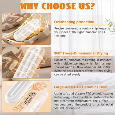 Електричний сушильник для взуття Herbst: 3 режими, таймер, антибактеріальний, для дитячого та гірськолижного взуття
