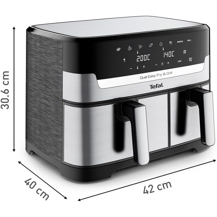 Аерофритюрниця Tefal Dual Easy Fry & Grill EY905D 8.3л 2700Вт з грилем - смаження без олії