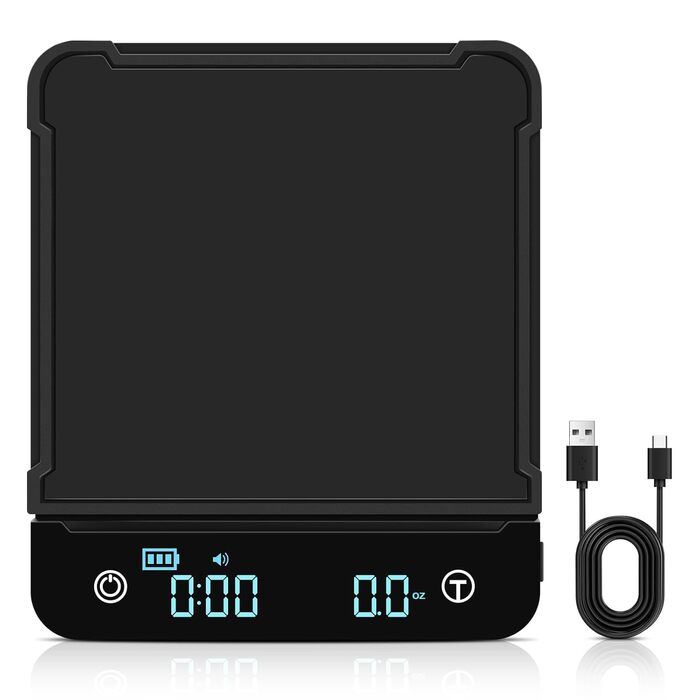 Цифрова кавова вага Cadrim з таймером, 0,1г/3 кг, електронна кухонна вага для еспресо, багатофункціональна вага для продуктів, функція тарування