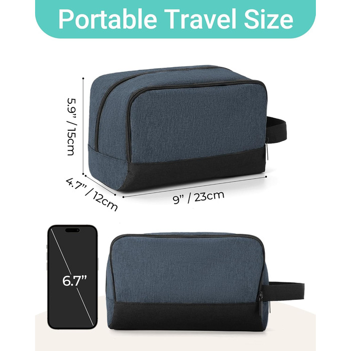 Чоловічий дорожній органайзер Elviros: туалетна сумочка, косметичка для подорожей (Marineblau)