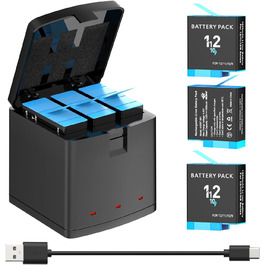 Зарядний пристрій Melasta для GoPro Hero 12/11/10/9 серії (3 акумулятори + 1 зарядний пристрій)