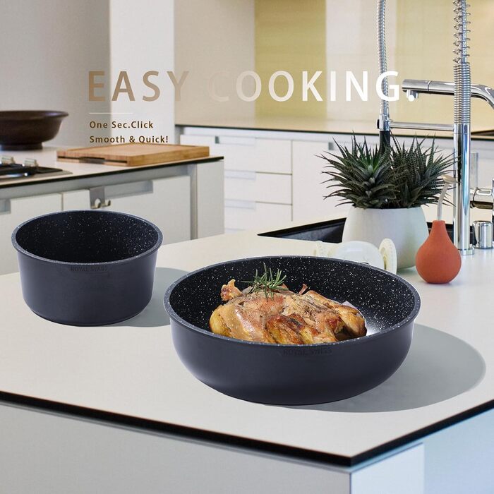 Набір посуду Royal Swiss Diamant Beige, 9 предметів, індукційний, з 2 ручками, для всіх плит, без PFOA, PFAS