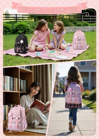 Рюкзак для підліток та жінок, 17 дюймів, легкий, естетичний, для подорожей, навчання, роботи (рожевий)