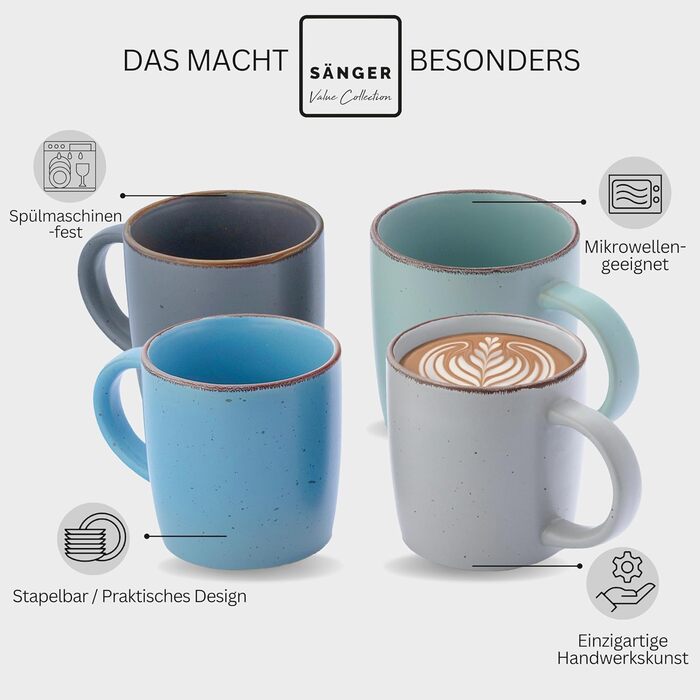 Набір керамічних мисок Sänger VALUE COLLECTION (4 шт.), 700 мл, фіолетовий, для мюслі, для 4 осіб, мийок в посудомийній машині, мікрохвильовій печі, стійкі до подряпин