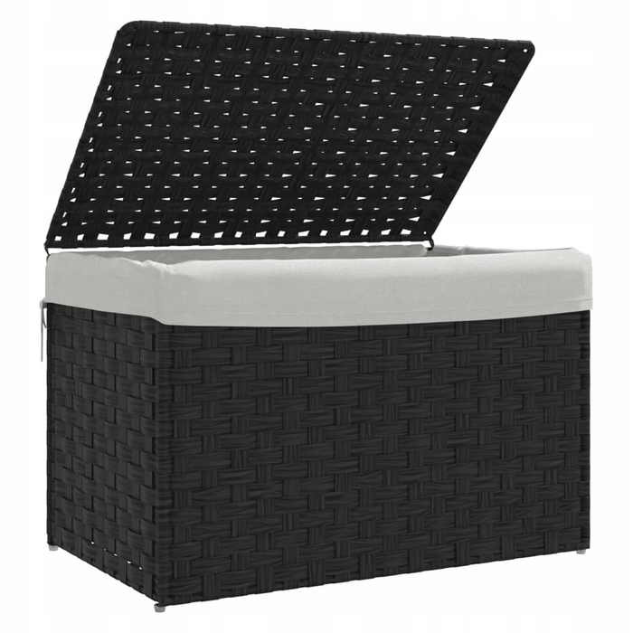 Кошик для прання VidaXL з кришкою, поліротанг, чорний, 55,5x35x34 см