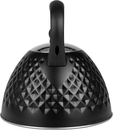 Чайник Karl Hausmann 3L з автоматичним свистком - чорний, з нержавіючої сталі, для індукційних, газових та електричних плит