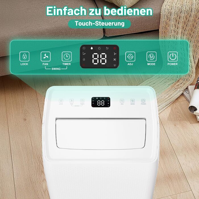 Електричний осушувач повітря Eulenke 26L для приміщень до 50м² з цифровим дисплеєм, 3 режими роботи, 4.3L резервуар та шланг, таймер 24h, керування через додаток, тиха робота, для підвалу