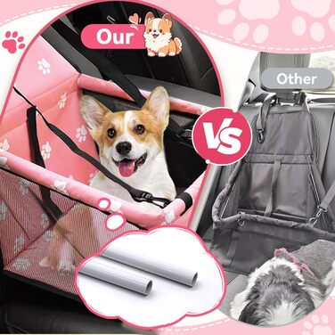 Автомобільний лежак для собак Flagest: зручний, знімний, 40x32x24 см (рожевий)