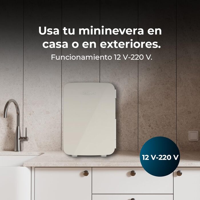 Міні-холодильник Cecotec Bolero MiniColing, 6 л, Bahamas, Бежевий, 12-220V, для авто та кемпінгу, з регулюванням температури