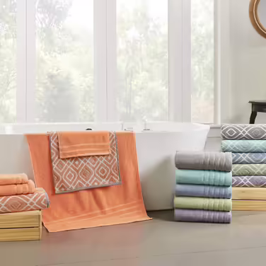 Amrapur 6-piece set made of 100% combed cotton with jacquard stripes, very soft, 550 g/m² - 2 bath towels, 2 hand towels, 2 washcloths, Coral, Standard size Coral