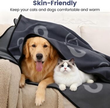 Водонепроникний килимок для собак, 152x127 см, плюшевий фланель та шерпа, для середніх та великих собак, машинне прання - Чорний (152x127 см, Сірий)