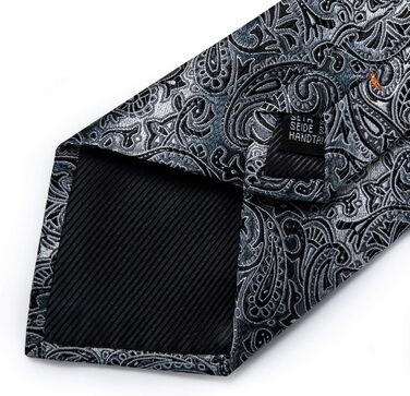 Мужской шелковый галстук і нагрудний платок DiBanGu: набір для формального стилю (чорний, сірий)