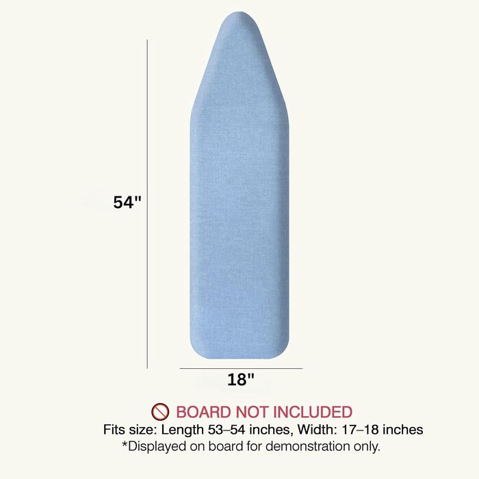 Чохол та підкладка для прасувальної дошки до 137 x 45 см, 100% термостійка бавовна, екстра товста підкладка, кишенька для рукава, Smart Fit, без хімікатів, можна прати в машині (геометричний візерунок (Solid Blue, 18X54'))