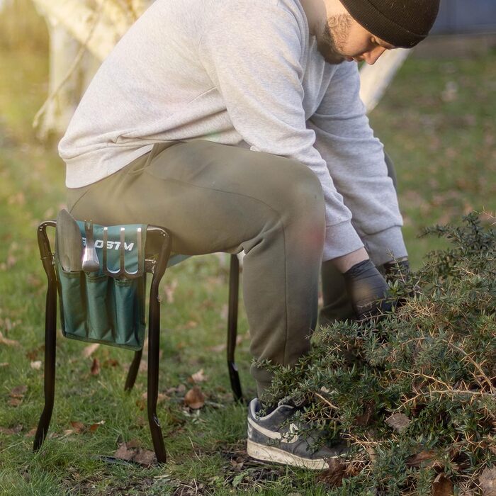 BLOSTM 2-in-1 Garden Kneeler and Seat – foldable, portable garden kneepads & garden stool with handles, thick soft foam cushion, high load capacity (up to 150 kg)