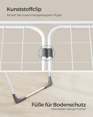 SONGMICS Сушарка для білизни розкладна, підлого типу, біла LLR540W01