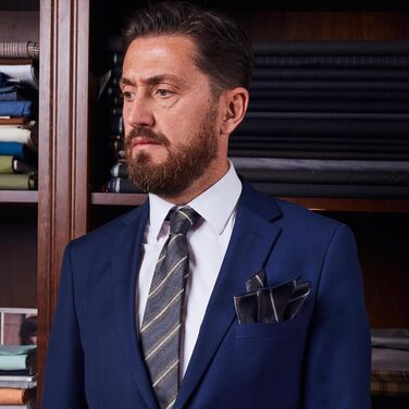 Набір краваток для чоловіків 3 шт. + 3 кишенькові хустинки | Подарунковий бокс на весілля | Класичні краватки та хустинки (синій та зелений)