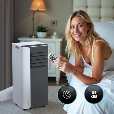 Мобільний кондиціонер 9000 BTU WiFi Tuya Smart, 2.6 кВт, 26 м², 3-в-1, з випускним шлангом, міні, комплект з ущільнювачем для вікна