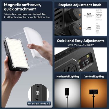 ULANZI P40 Bi-Color LED відеосвітло: портативне, 40W, з акумулятором 5000mAh, CRI96+, 2700K-6500K, для фото- та відеозйомки