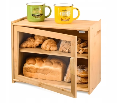Підставка для нарізання хліба з дошкою MORE&DECO, бежево-коричневий бамбук