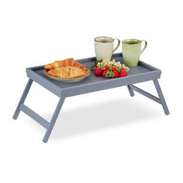 Relaxdays Bamboo Bed Table - Grey