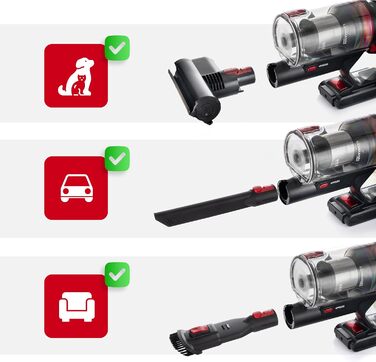 Акумуляторний пилосос LEHMANN 3-в-1: бездротовий, з HEPA-фільтром, LED-щіткою, для прибирання шерсті тварин, килимів та авто. Час роботи: 45 хв, об'єм контейнера: 1,8 л.