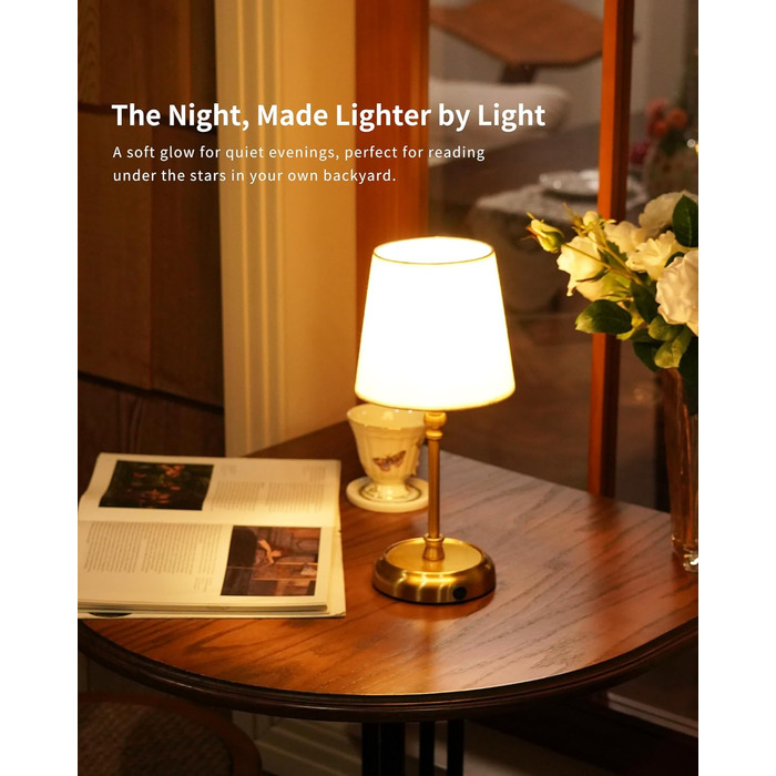 Нічник бездротовий акумуляторний Wiederaufladbare з димером та лампочкою для спальні, вітальні, їдальні - Золотий A-gold