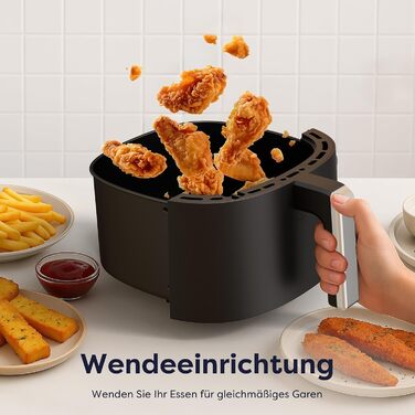 Фритюрниця повітряна CIARRA з цифровим дисплеєм, 5 л, без олії, антипригарне покриття, 8 режимів приготування