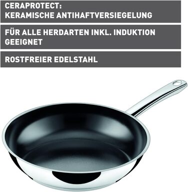 Silit Talis 24cm Induction Nonstick Fry Pan - Stainless Steel with Ceramic Coating, Oven-Safe, Transparent Lid