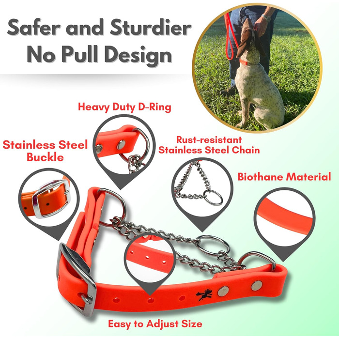 Нашийник для собак JI HODGES Artigale, біотана, нержавіюча сталь, проти потягування, професійна якість, Extra Large (Оранжевий/Західний (Sunset Chevron))