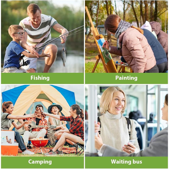 Складні стільці для кемпінгу, 2 шт. - компактні, легкі, для відпочинку на природі, риболовлі, пікніків, пляжу. З сумкою для зберігання, чорний