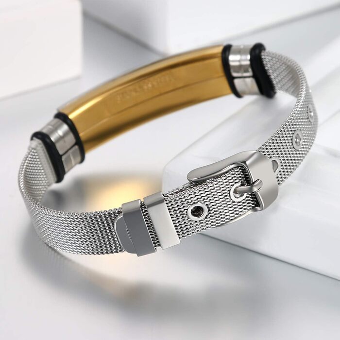 Чоловічий браслет Flongo з нержавіючої сталі, браслет-ланцюжок з символом Дерева життя, регульований, 2 шт., чорний/золотий