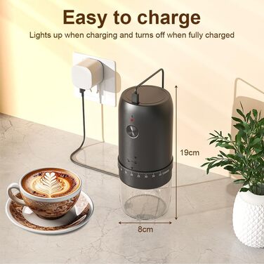 Електрична кавомолка HOTUT з регулюванням помелу, 40 ступенів, з керамічним жорном, акумулятор 1800mAh для подорожей та кемпінгу