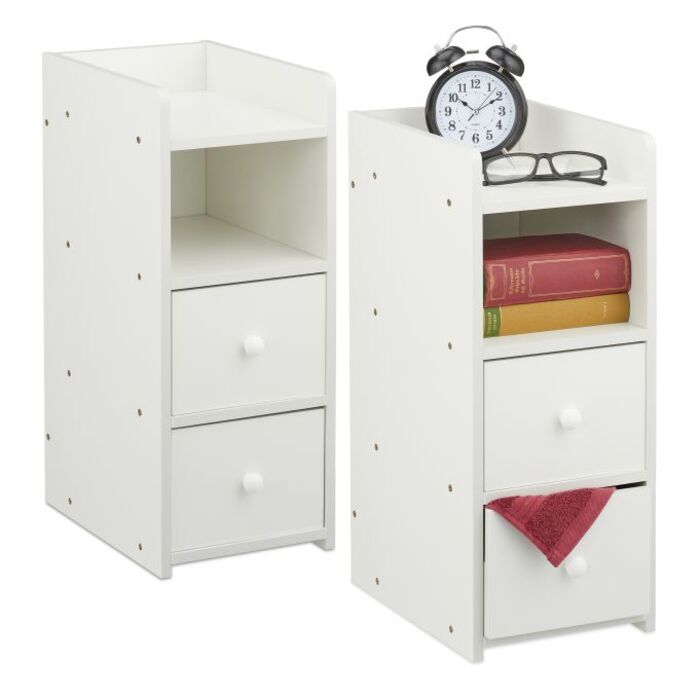 Slim White Nightstand
