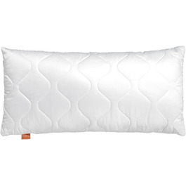 sleepling Basic 300 Pillow, 40 x 80 cm, pillow made of 100% cotton satin, adjustable height, size guarantee, fill amount guarantee, 60 degrees, Ökotex 100, white 1 40 x 80 cm