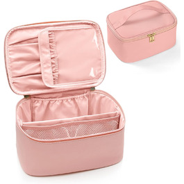 Велика косметичка для жінок, дорожня косметичка, косметичка з ручкою та роздільниками, водонепроникна косметичка для дівчат (#3 Рожева)