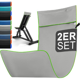 Набір спортивних рушників 2 шт. 120x50 см з кишенею на блискавці, мікрофібра, для фітнесу, тренувань, кемпінгу, подорожей (світло-сірий-зелений)