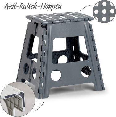 Складаний стілець Zeller 13037 Premium, пластиковий, антрацитовий, з сертифікацією TÜV, вантажопідйомність до 150 кг, розміри 38,5 x 31,5 x 39 см