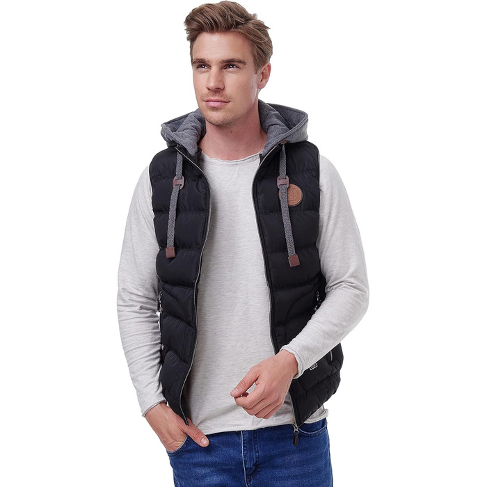 Чоловіча тепла жилетка Backrock Sim-Fit з відстібаною капюшоном та стійким коміром. Степлена жилетка, чорна, розмір L