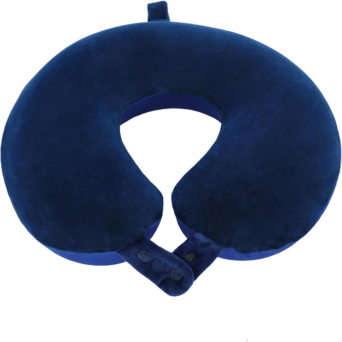 Подушка для шиї з піною з пам'яті, зручна та легка, ідеальна для сну в літаку, автомобілі, поїзді, автобусі та вдома, з чохлом для зберігання (Блакитна)