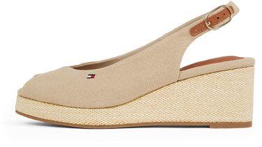 Сліпони Tommy Hilfiger Flag Mid Wedge Espad SLIN бежеві (40 EU) - жіночі сандалі на танкетці