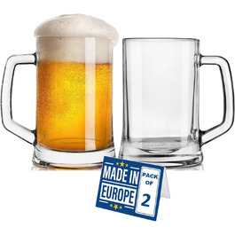 Набір з 6 склянок для пива Premium Pint, 570 мл, без свинцю. Ідеально для крафтового пива, води, напоїв.