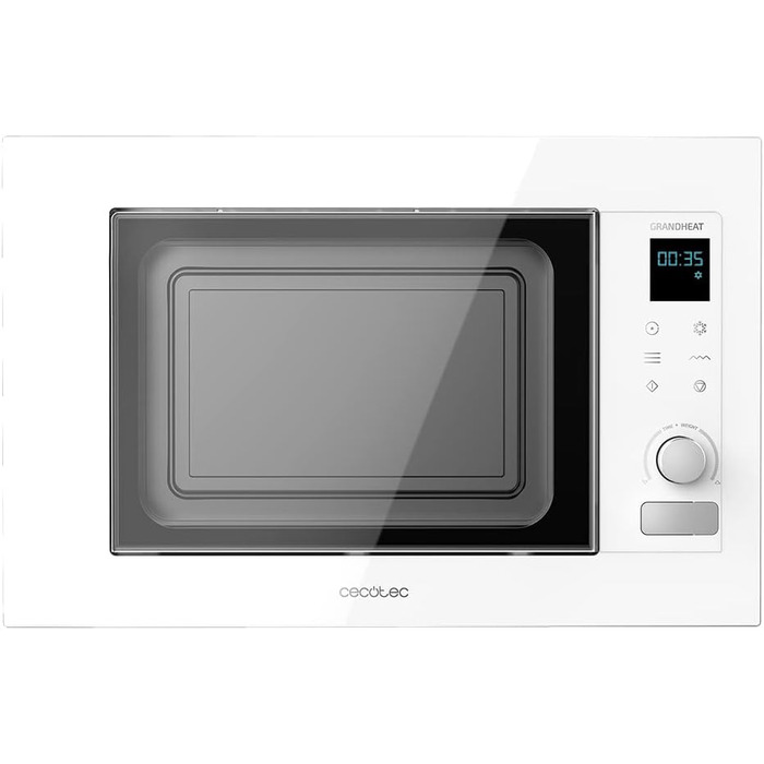 Вбудована мікрохвильова піч Cecotec Grandheat 2090 White. 800 Вт, 20 л, сенсорна панель, гриль, таймер, 8 функцій