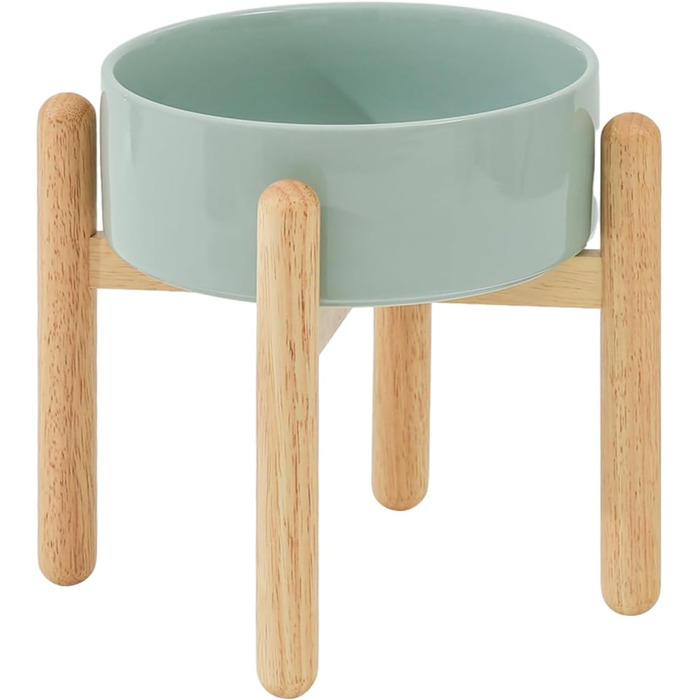 Керамічна миска для собак 21 см на підставці, великі породи, годівниця та поїлка (1 шт., світло-зелена)