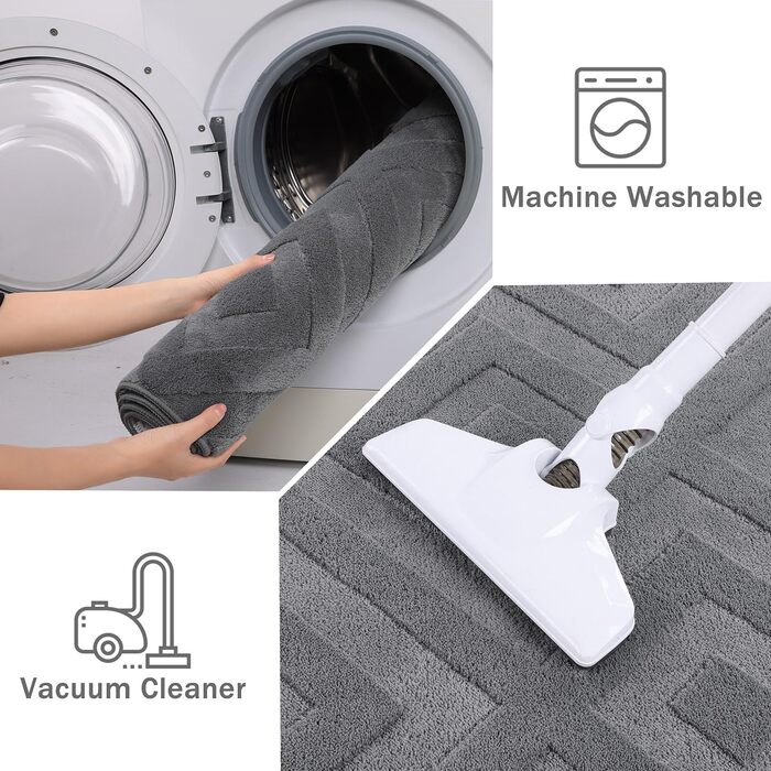 Килимок для вітальні SHACOS з коротким ворсом, сірий, 120 x 160 см. Геометричний килим з 3D ефектом, антиковзаюча підкладка, для спальні, їдальні