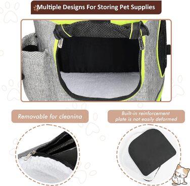 Рюкзак для тварин Kritter Planet з сітчастими вікнами, дихаючий та складаний, для собак та котів, знімний килимок, для походів, їзди на велосипеді, активного відпочинку, 7 кг, зелений