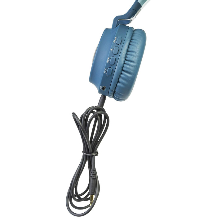 Дитячі навушники PowerLocus Bluetooth Over-Ear з обмеженням гучності 85dB, LED-підсвічуванням, складний дизайн, HD Stereo, мікрофон для телефону, планшета, ПК, TV (Синій)