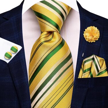 Чоловіча краватка Hi-Tie чорно-рожева з візерунком пає, смугаста, в горошок, краватка-метелик, нагрудна хустинка, кравецькі затискачі, для весілля, вечірки, офіційного стилю (жовто-зелений)