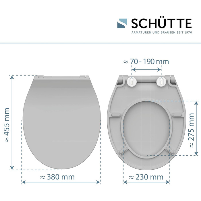 Слім сидіння для унітаза SCHÜTTE з мікроліфтом (Duroplast), швидкознімна кришка, витримує до 175 кг, чорний (сірий)
